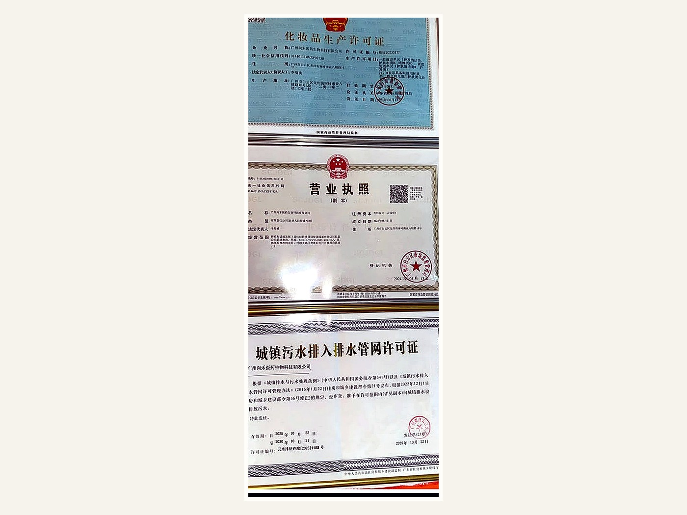Business and manufacturing licenses