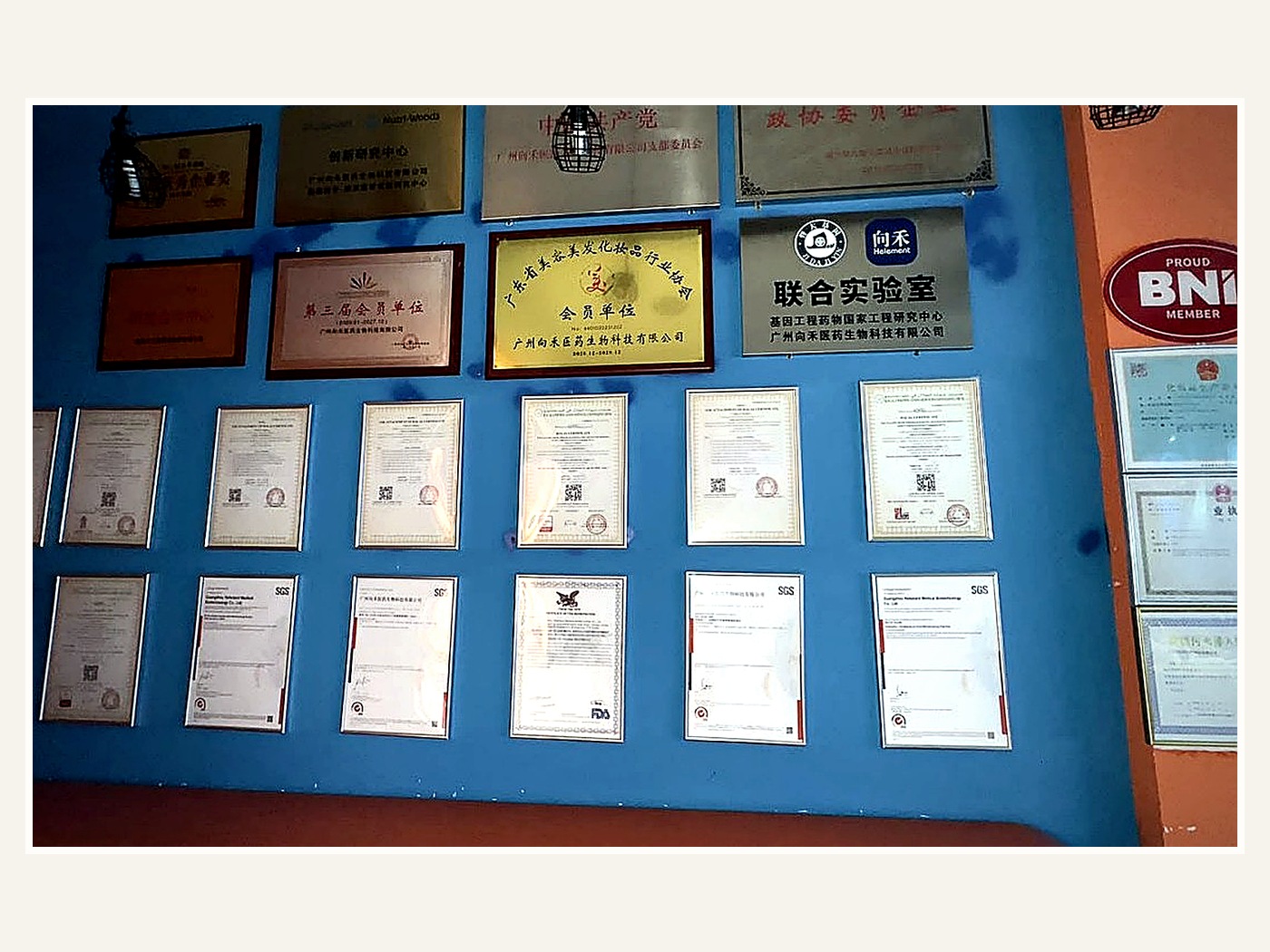 Headquarters certificate wall
